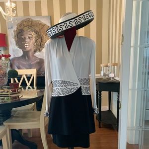 Two piece black and white suit WITH hat